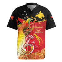 Papua New Guinea Independence Day Rugby Jersey Happy Anniversary 50th Bird-of-paradise Melanesian Tattoos LT03 Black - Polynesian Pride