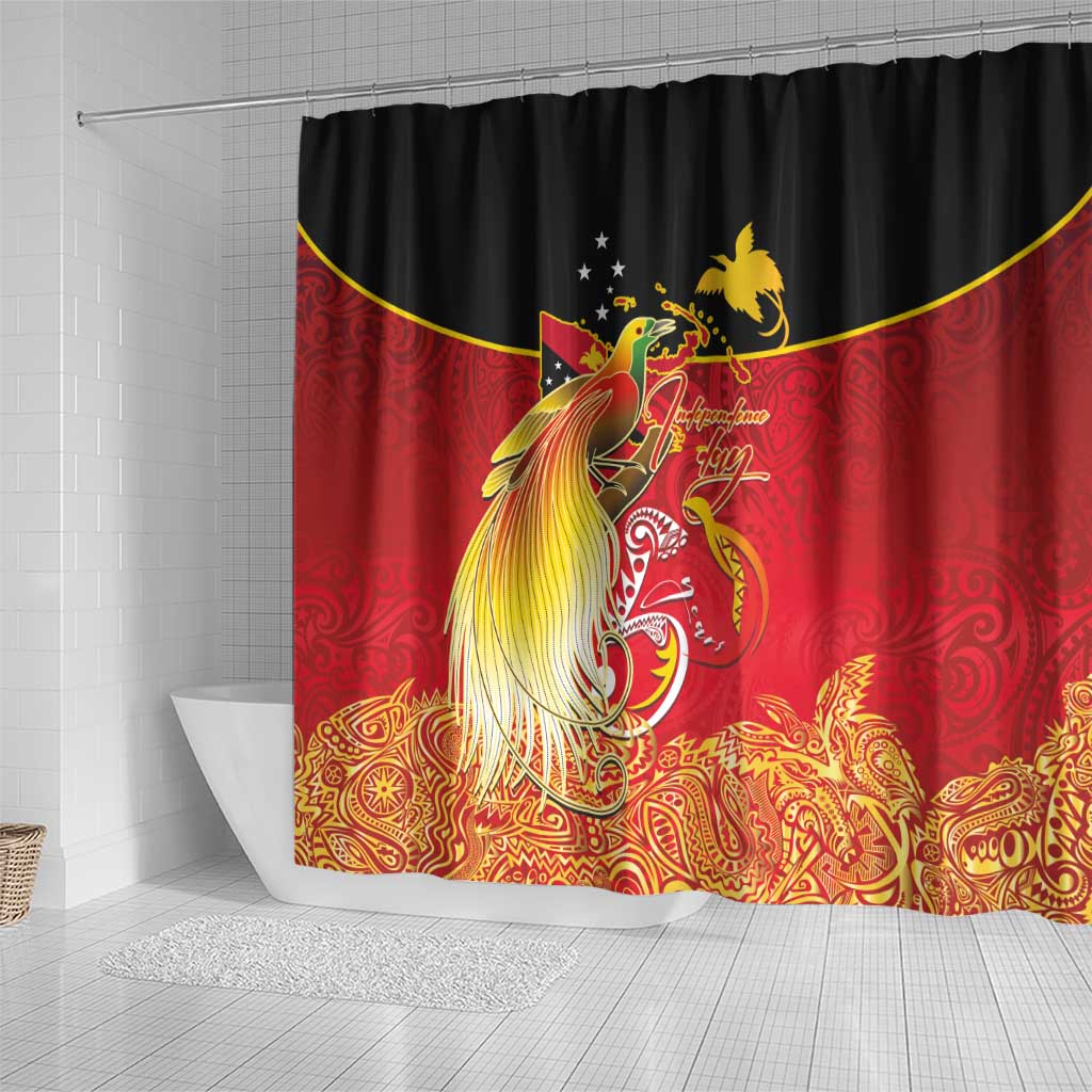 Papua New Guinea Independence Day Shower Curtain Happy Anniversary 50th Bird-of-paradise Melanesian Tattoos LT03 - Polynesian Pride