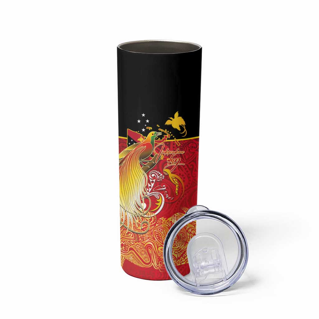 Papua New Guinea Independence Day Skinny Tumbler Happy Anniversary 50th Bird-of-paradise Melanesian Tattoos LT03 - Polynesian Pride