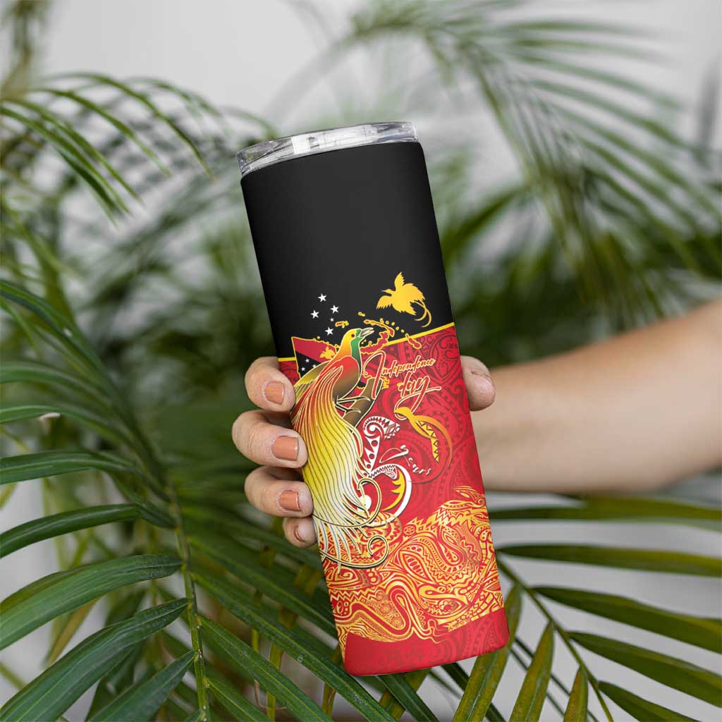 Papua New Guinea Independence Day Skinny Tumbler Happy Anniversary 50th Bird-of-paradise Melanesian Tattoos LT03 - Polynesian Pride