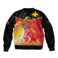 Papua New Guinea Independence Day Sleeve Zip Bomber Jacket Happy Anniversary 50th Bird-of-paradise Melanesian Tattoos LT03 - Polynesian Pride