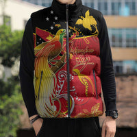 Papua New Guinea Independence Day Sleeveless Puffer Jacket Happy Anniversary 50th Bird-of-paradise Melanesian Tattoos LT03 - Polynesian Pride