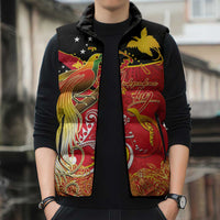 Papua New Guinea Independence Day Sleeveless Puffer Jacket Happy Anniversary 50th Bird-of-paradise Melanesian Tattoos LT03 - Polynesian Pride