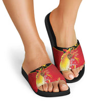 Papua New Guinea Independence Day Slide Sandals Happy Anniversary 50th Bird-of-paradise Melanesian Tattoos LT03 - Polynesian Pride