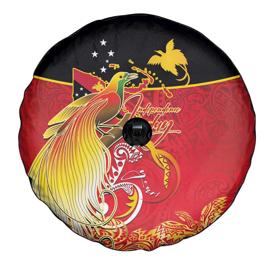 Papua New Guinea Independence Day Spare Tire Cover Happy Anniversary 50th Bird-of-paradise Melanesian Tattoos LT03 - Polynesian Pride