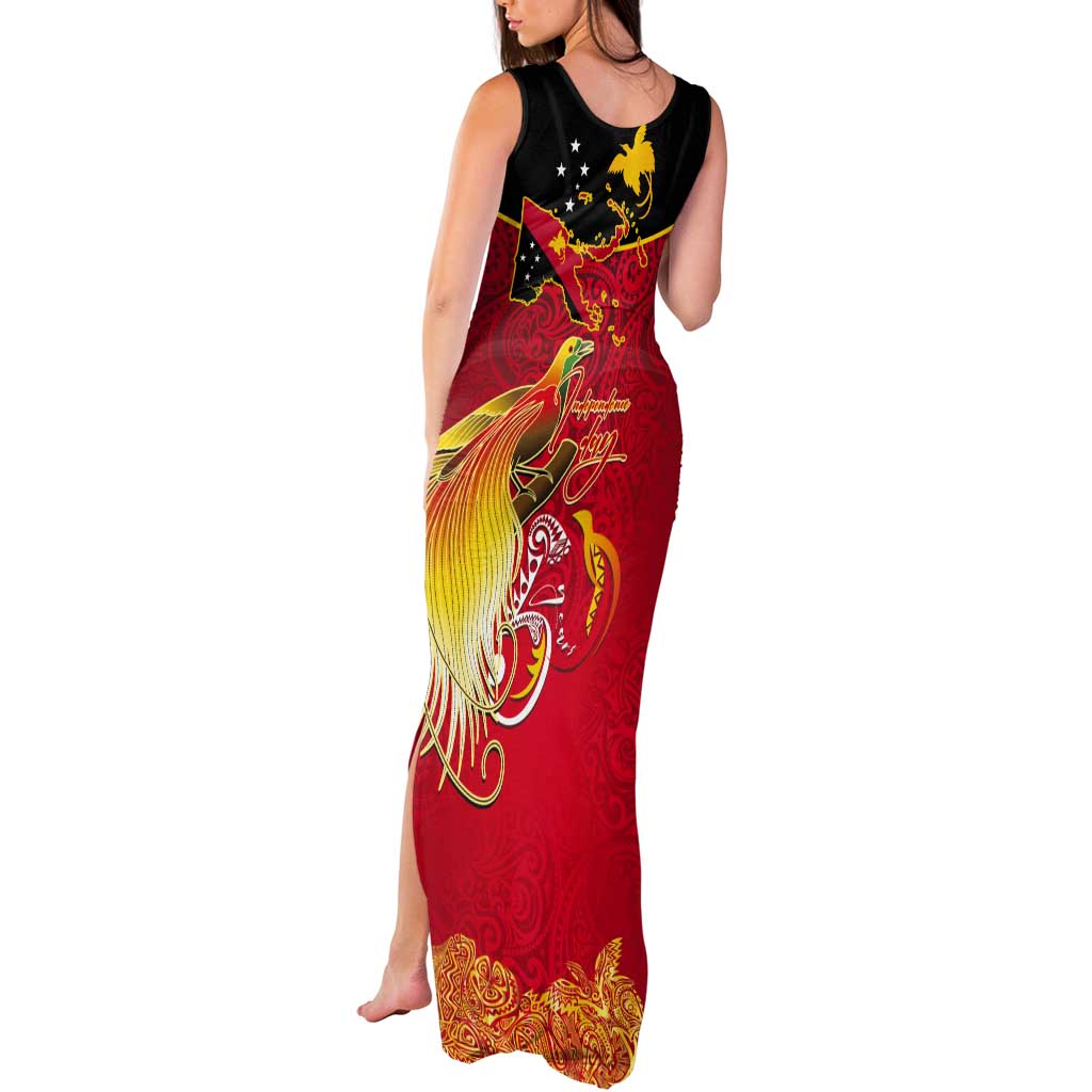 Papua New Guinea Independence Day Tank Maxi Dress Happy Anniversary 50th Bird-of-paradise Melanesian Tattoos LT03 - Polynesian Pride