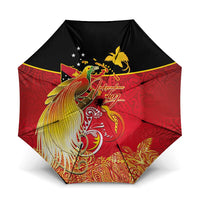 Papua New Guinea Independence Day Umbrella Happy Anniversary 50th Bird-of-paradise Melanesian Tattoos LT03 One Size Folded 11.42 inch Opened Diameter 37.4 inch Black - Polynesian Pride