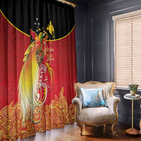 Papua New Guinea Independence Day Window Curtain Happy Anniversary 50th Bird-of-paradise Melanesian Tattoos LT03 - Polynesian Pride