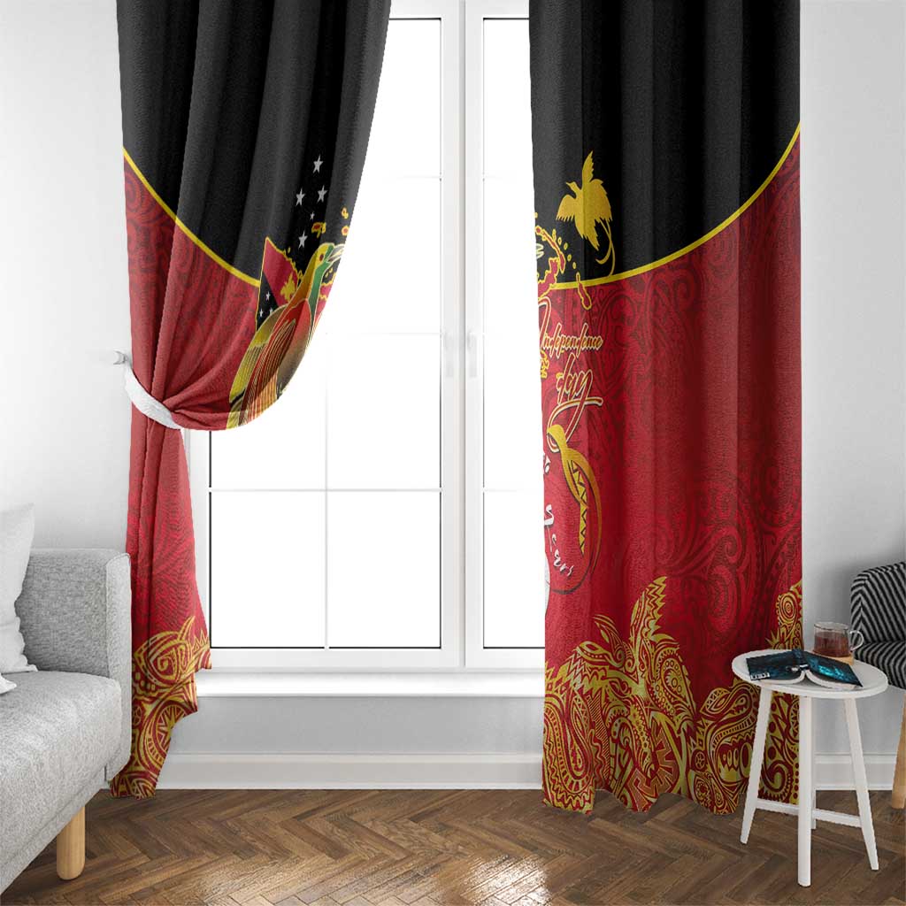Papua New Guinea Independence Day Window Curtain Happy Anniversary 50th Bird-of-paradise Melanesian Tattoos LT03 - Polynesian Pride
