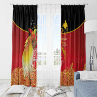 Papua New Guinea Independence Day Window Curtain Happy Anniversary 50th Bird-of-paradise Melanesian Tattoos LT03 - Polynesian Pride