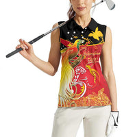 Papua New Guinea Independence Day Women Sleeveless Polo Shirt Happy Anniversary 50th Bird-of-paradise Melanesian Tattoos LT03 - Polynesian Pride