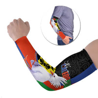 New Caledonia Arm Sleeves Kagu Bird and The Seal with Melanesian Culture LT03 Set of 2 Black - Polynesian Pride