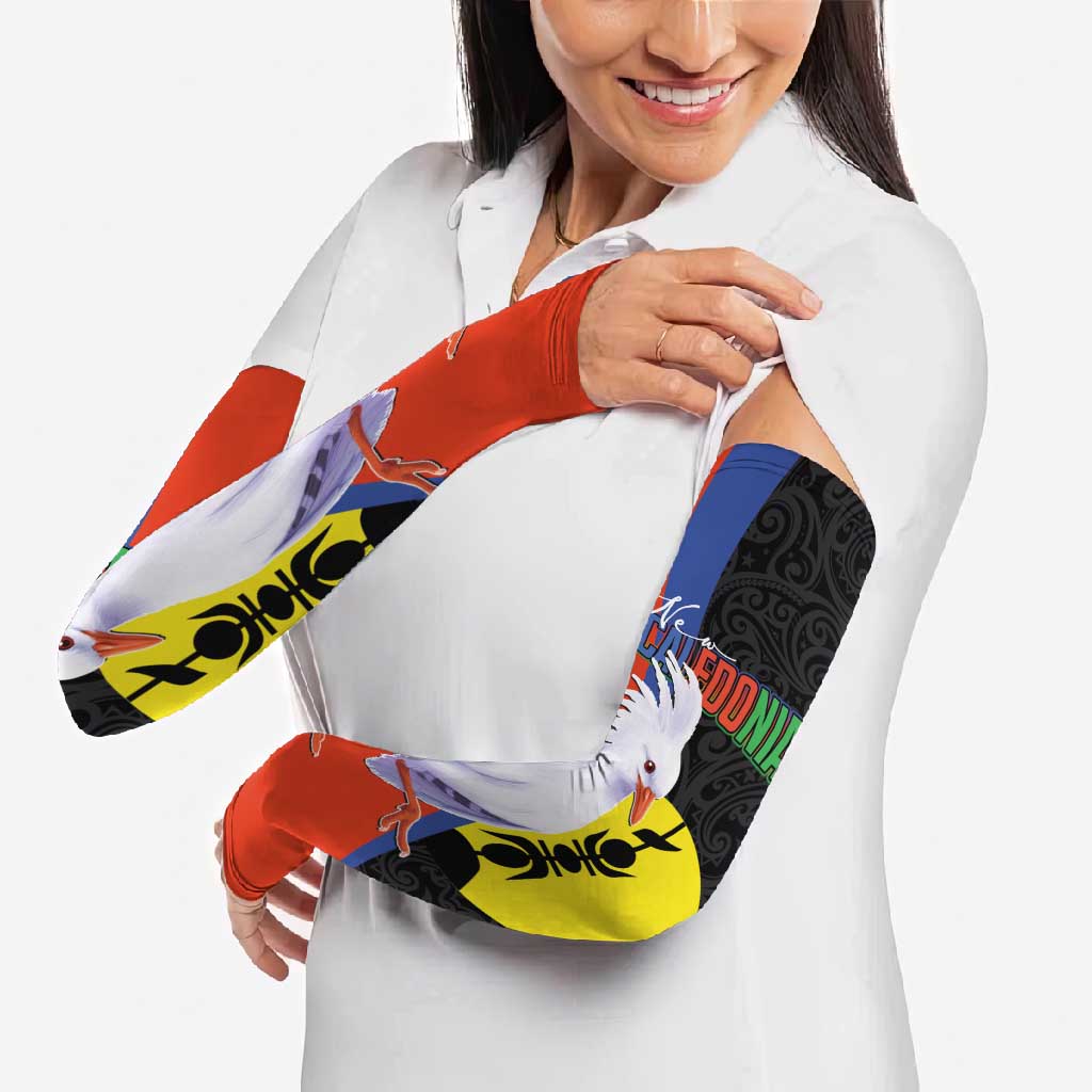 New Caledonia Arm Sleeves Kagu Bird and The Seal with Melanesian Culture LT03 - Polynesian Pride