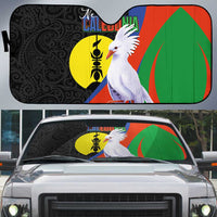 New Caledonia Auto Sun Shade Kagu Bird and The Seal with Melanesian Culture LT03 Black - Polynesian Pride