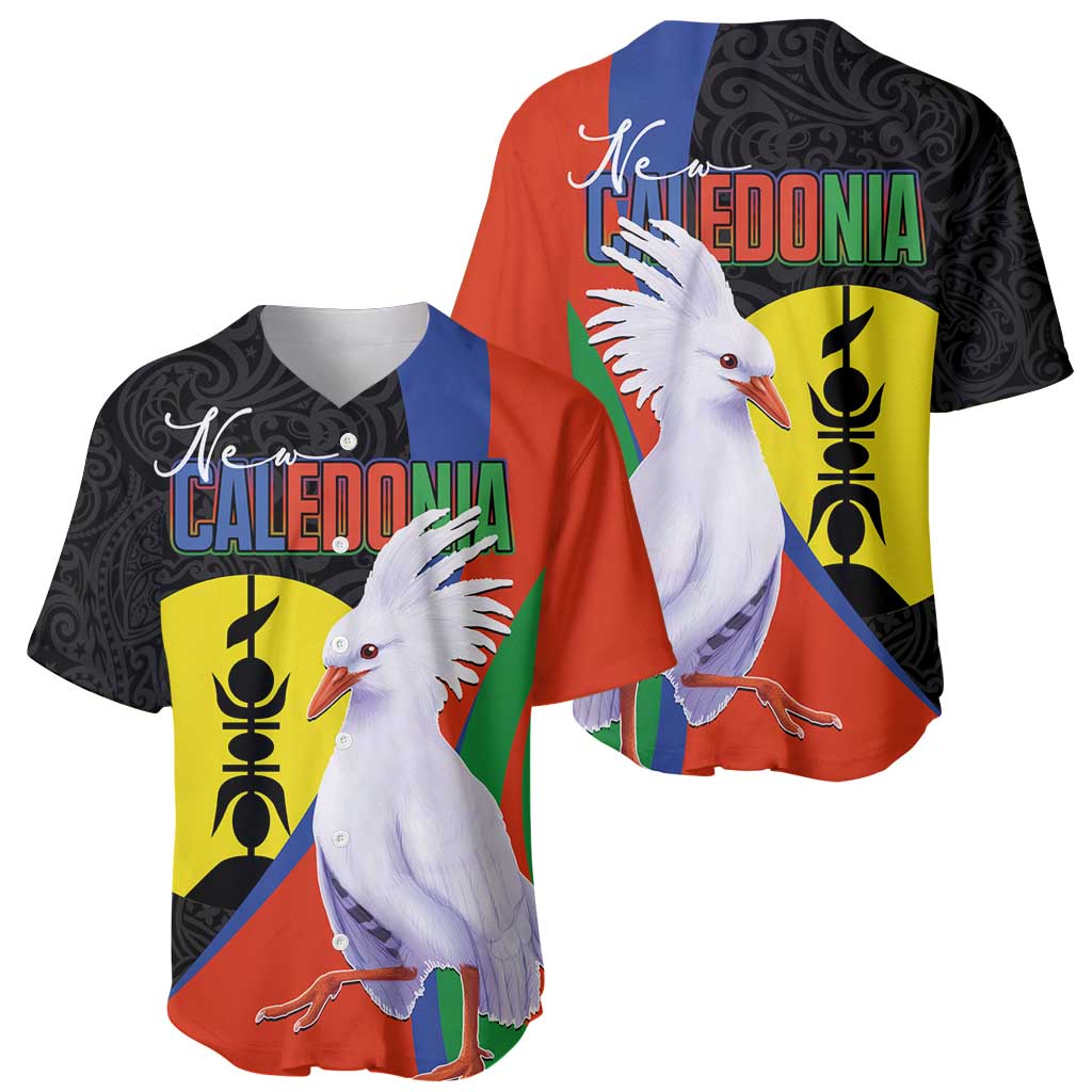 New Caledonia Baseball Jersey Kagu Bird and The Seal with Melanesian Culture LT03 - Polynesian Pride