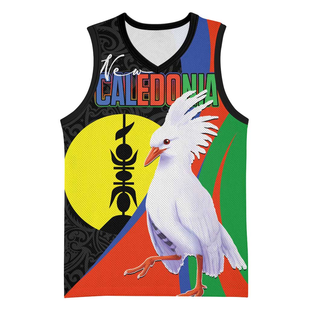 New Caledonia Basketball Jersey Kagu Bird and The Seal with Melanesian Culture LT03 Unisex Black - Polynesian Pride