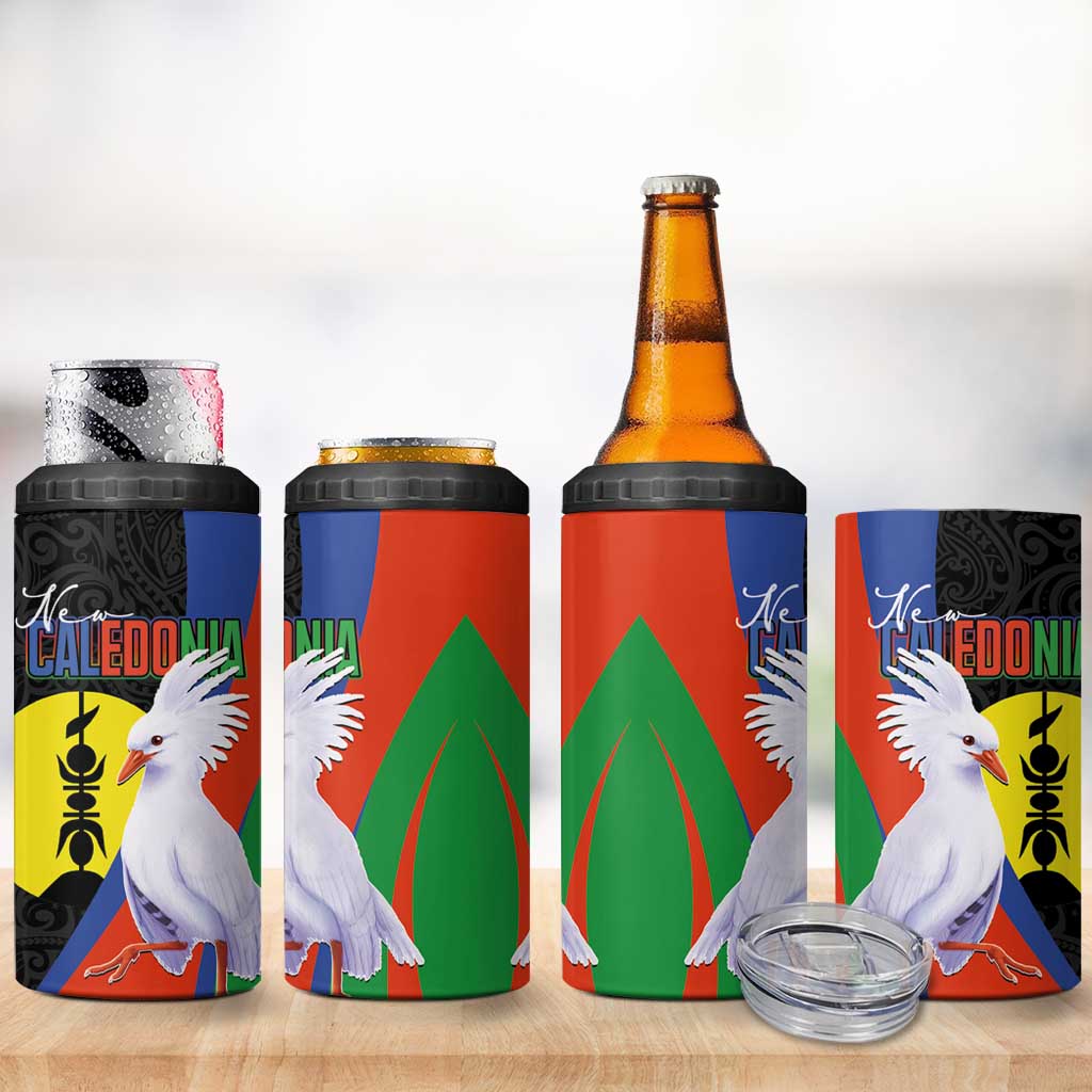 New Caledonia 4 in 1 Can Cooler Tumbler Kagu Bird and The Seal with Melanesian Culture LT03 - Polynesian Pride