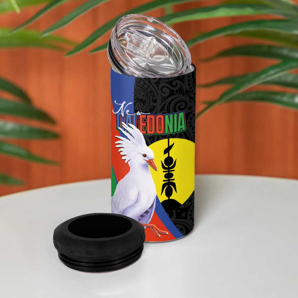 New Caledonia 4 in 1 Can Cooler Tumbler Kagu Bird and The Seal with Melanesian Culture LT03 - Polynesian Pride