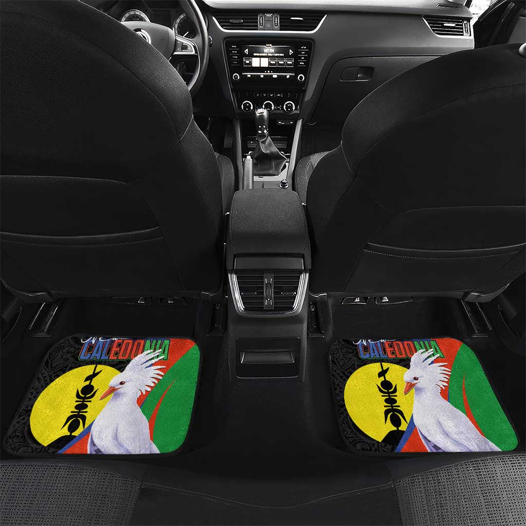 New Caledonia Car Mats Kagu Bird and The Seal with Melanesian Culture LT03 Set 2pcs - Back Black - Polynesian Pride