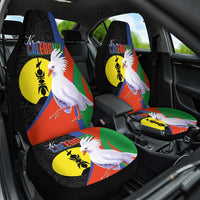 New Caledonia Car Seat Cover Kagu Bird and The Seal with Melanesian Culture LT03 One Size Black - Polynesian Pride