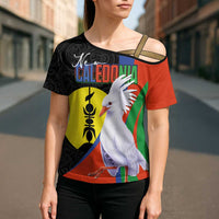 New Caledonia Cross Shoulder Shirt Kagu Bird and The Seal with Melanesian Culture LT03 - Polynesian Pride