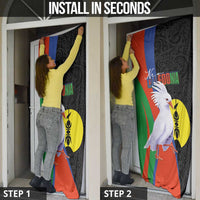 New Caledonia Door Cover Kagu Bird and The Seal with Melanesian Culture LT03 - Polynesian Pride