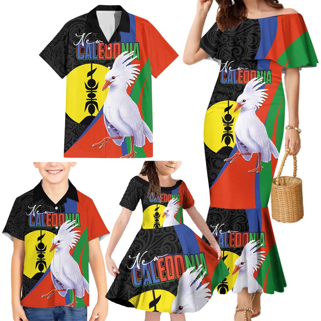 New Caledonia Family Matching Mermaid Dress and Hawaiian Shirt Kagu Bird and The Seal with Melanesian Culture LT03 - Polynesian Pride