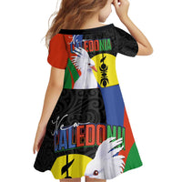 New Caledonia Family Matching Off Shoulder Short Dress and Hawaiian Shirt Kagu Bird and The Seal with Melanesian Culture LT03 - Polynesian Pride