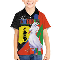 New Caledonia Family Matching Tank Maxi Dress and Hawaiian Shirt Kagu Bird and The Seal with Melanesian Culture LT03 Son's Shirt Black - Polynesian Pride