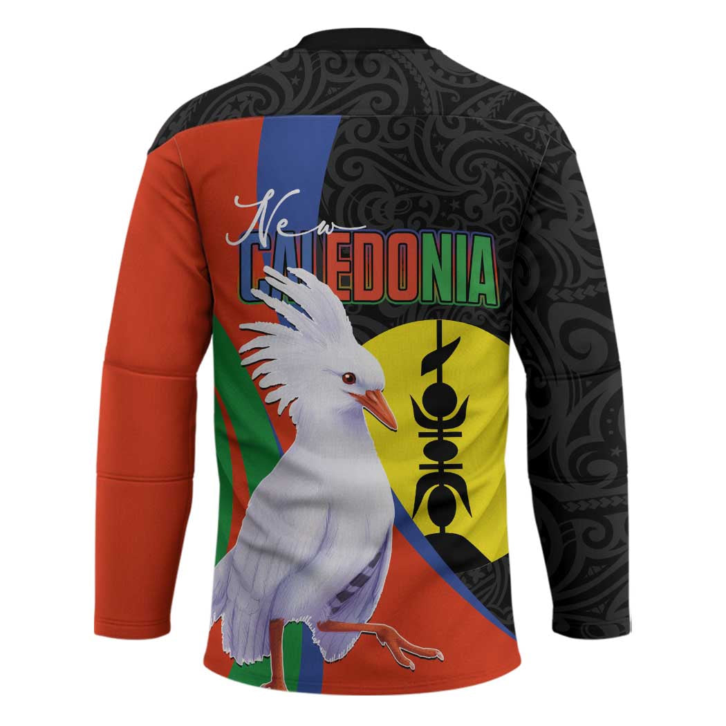 New Caledonia Hockey Jersey Kagu Bird and The Seal with Melanesian Culture LT03 - Polynesian Pride