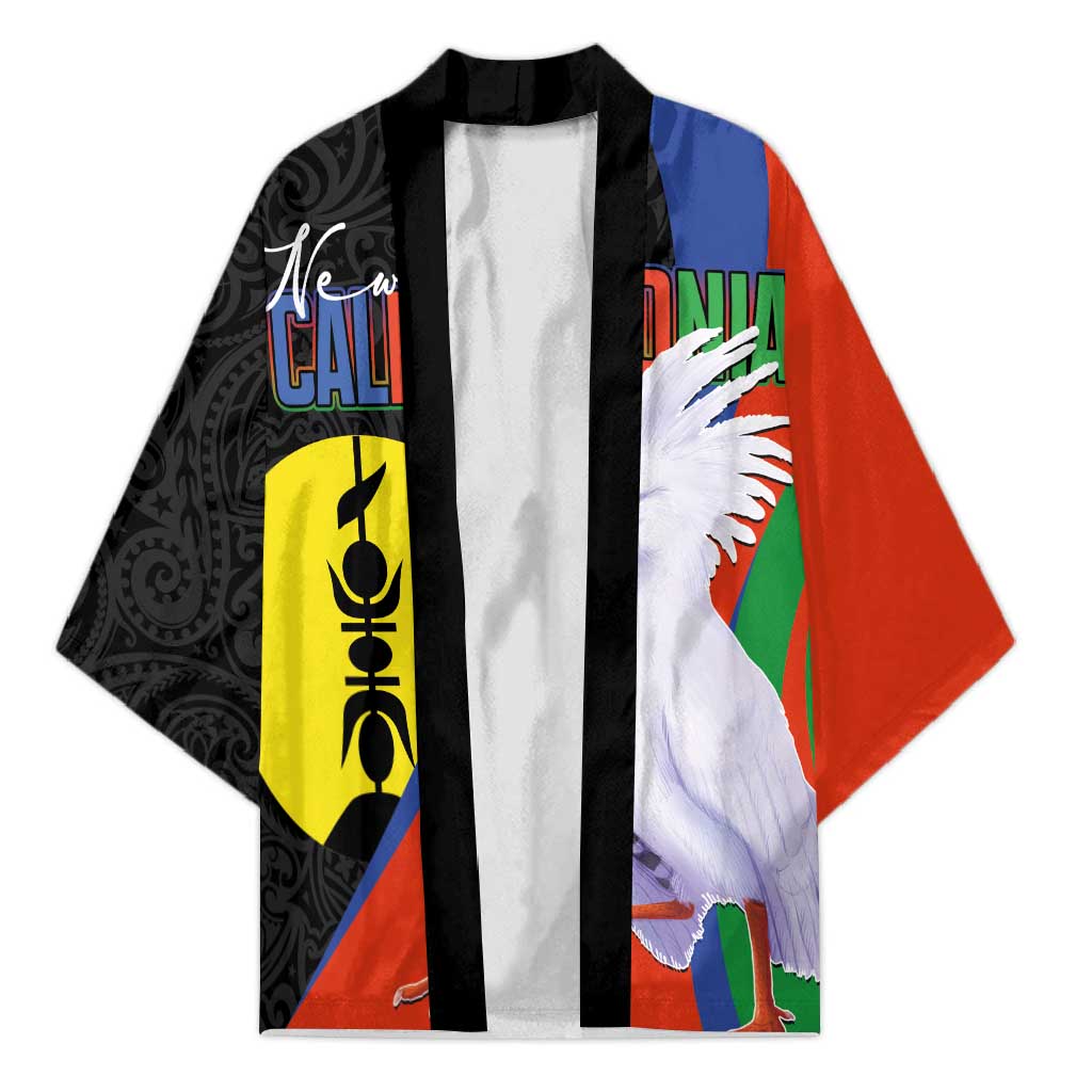 New Caledonia Kimono Kagu Bird and The Seal with Melanesian Culture LT03 Unisex Black - Polynesian Pride