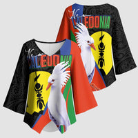 New Caledonia Kimono Sleeve Blouse Kagu Bird and The Seal with Melanesian Culture LT03 - Polynesian Pride