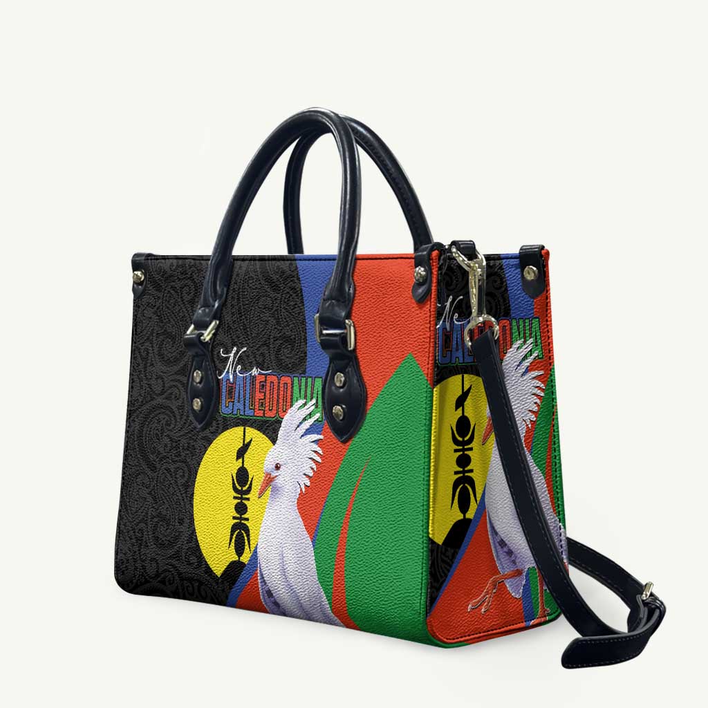 New Caledonia Leather Bag Kagu Bird and The Seal with Melanesian Culture LT03 Black - Polynesian Pride