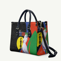 New Caledonia Leather Bag Kagu Bird and The Seal with Melanesian Culture LT03 Black - Polynesian Pride