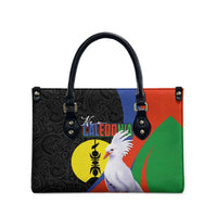 New Caledonia Leather Bag Kagu Bird and The Seal with Melanesian Culture LT03 - Polynesian Pride