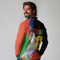 New Caledonia Long Sleeve Polo Shirt Kagu Bird and The Seal with Melanesian Culture LT03 - Polynesian Pride