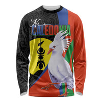 New Caledonia Long Sleeve Shirt Kagu Bird and The Seal with Melanesian Culture LT03 Unisex Black - Polynesian Pride