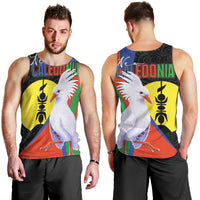 New Caledonia Men Tank Top Kagu Bird and The Seal with Melanesian Culture LT03 - Polynesian Pride