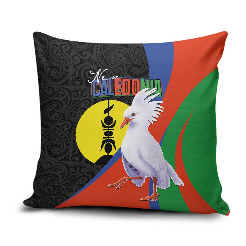 New Caledonia Pillow Cover Kagu Bird and The Seal with Melanesian Culture LT03 Black - Polynesian Pride