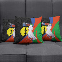 New Caledonia Pillow Cover Kagu Bird and The Seal with Melanesian Culture LT03 - Polynesian Pride
