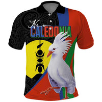 New Caledonia Polo Shirt Kagu Bird and The Seal with Melanesian Culture LT03 Black - Polynesian Pride