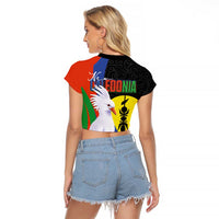 New Caledonia Raglan Cropped T Shirt Kagu Bird and The Seal with Melanesian Culture LT03 - Polynesian Pride