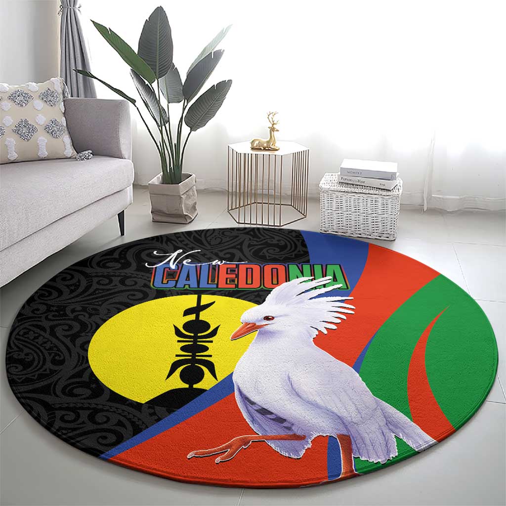 New Caledonia Round Carpet Kagu Bird and The Seal with Melanesian Culture LT03 - Polynesian Pride