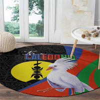 New Caledonia Round Carpet Kagu Bird and The Seal with Melanesian Culture LT03 - Polynesian Pride