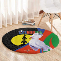 New Caledonia Round Carpet Kagu Bird and The Seal with Melanesian Culture LT03 - Polynesian Pride