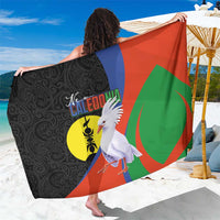 New Caledonia Sarong Kagu Bird and The Seal with Melanesian Culture LT03 One Size 44 x 66 inches Black - Polynesian Pride