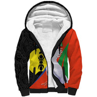New Caledonia Sherpa Hoodie Kagu Bird and The Seal with Melanesian Culture LT03 Unisex Black - Polynesian Pride