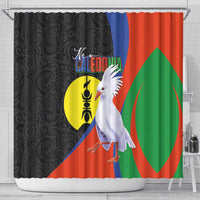 New Caledonia Shower Curtain Kagu Bird and The Seal with Melanesian Culture LT03 - Polynesian Pride