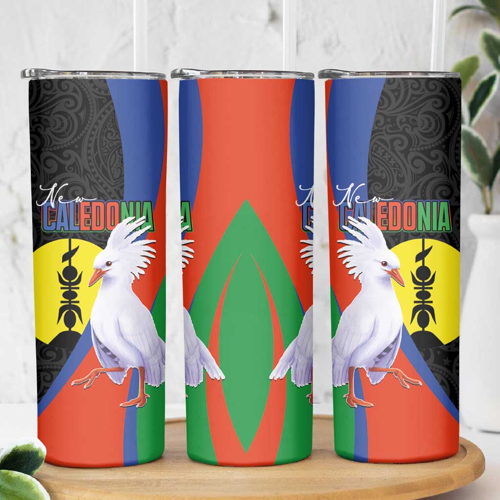 New Caledonia Skinny Tumbler Kagu Bird and The Seal with Melanesian Culture LT03 - Polynesian Pride