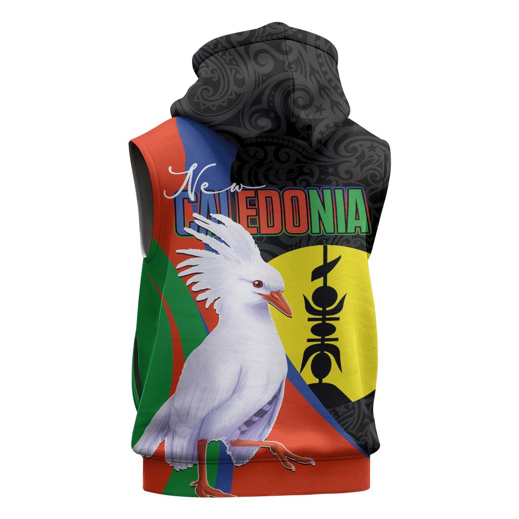 New Caledonia Sleeveless Hoodie Kagu Bird and The Seal with Melanesian Culture LT03 - Polynesian Pride